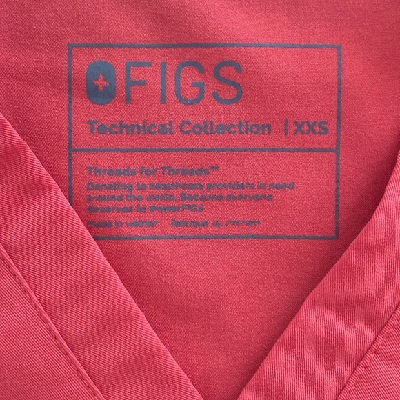 Figs Clay Women's V-Neck Red Short Sleeve Tee Size XXS - Picture 6 of 11